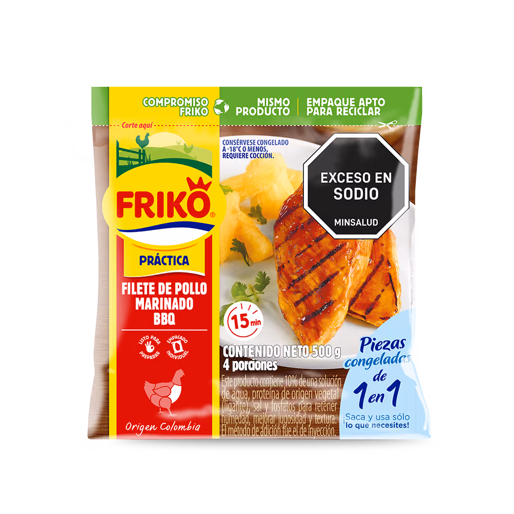 Filete de pollo marinado BBQ X4 Friko - Sabor ahumado listo para cocinar