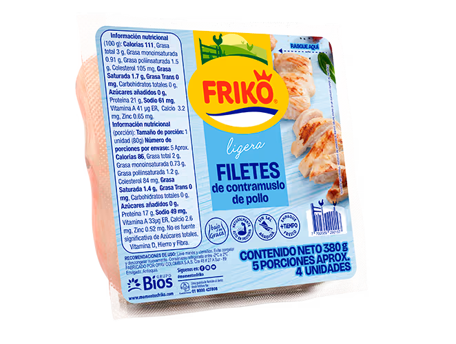 Filete de contramuslo de pollo 380g Línea Ligera Friko - Opción saludable y sabrosa