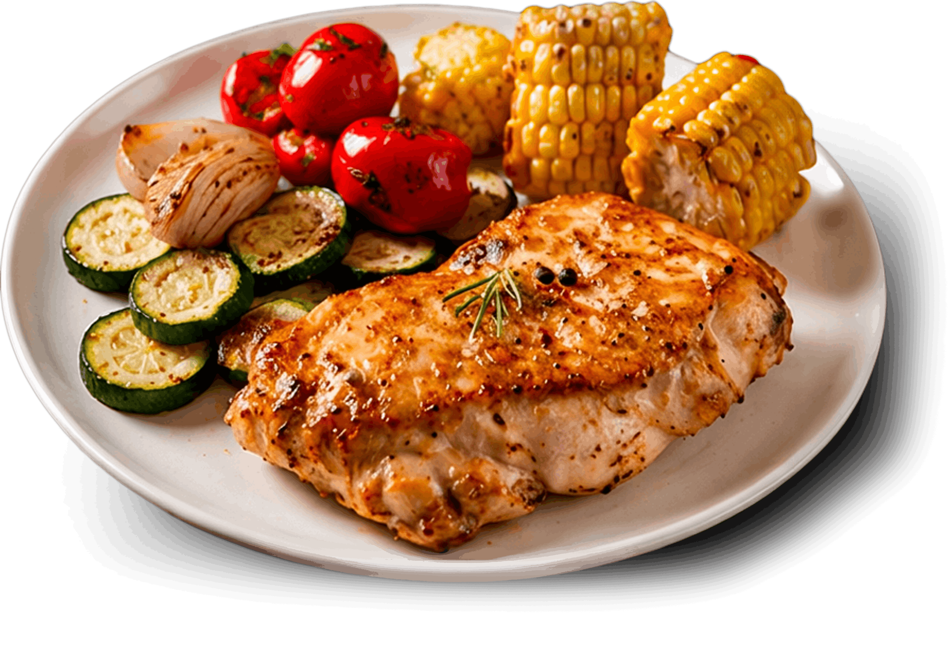 Plato de churrasco de pollo a la parrilla
