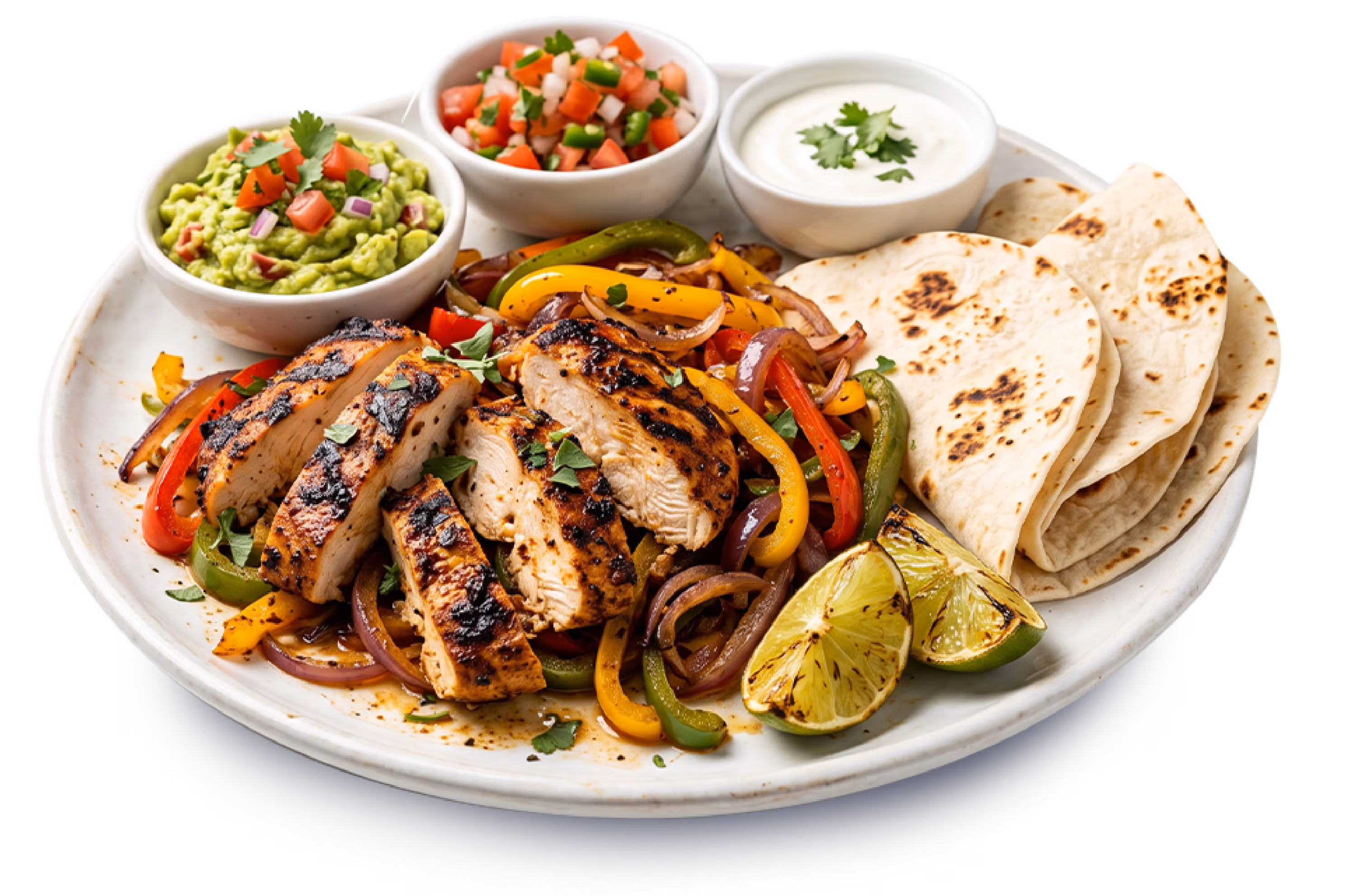 Fajitas de pollo Friko con guacamole y tortillas