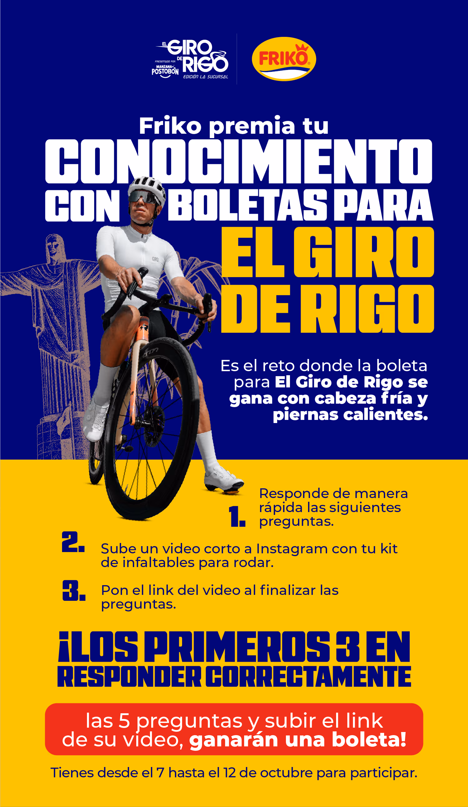 Friko premia tu conocimiento con boletas para El Giro de Rigo