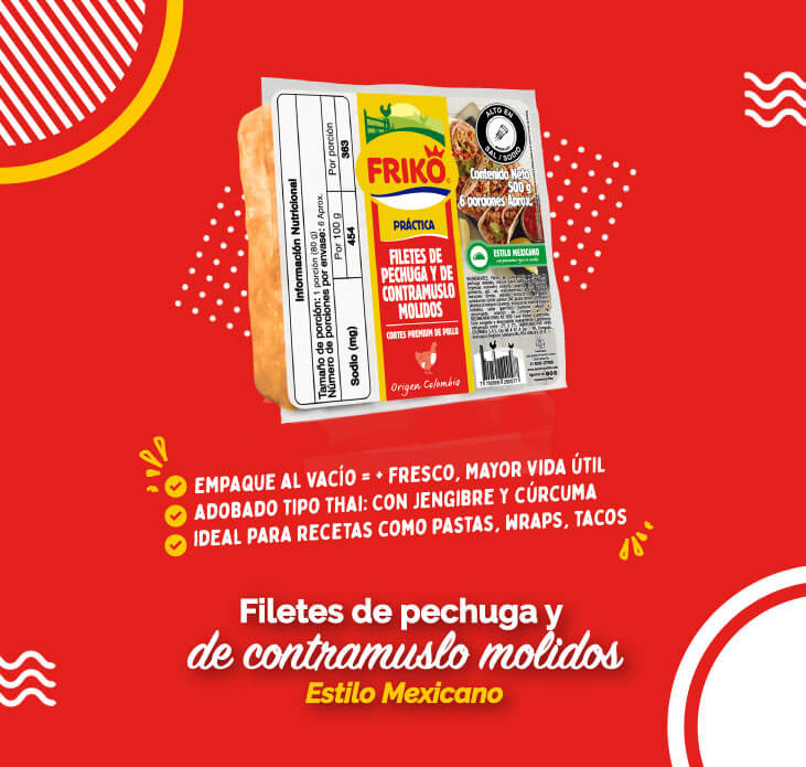 Filetes de pollo molidos mexicano