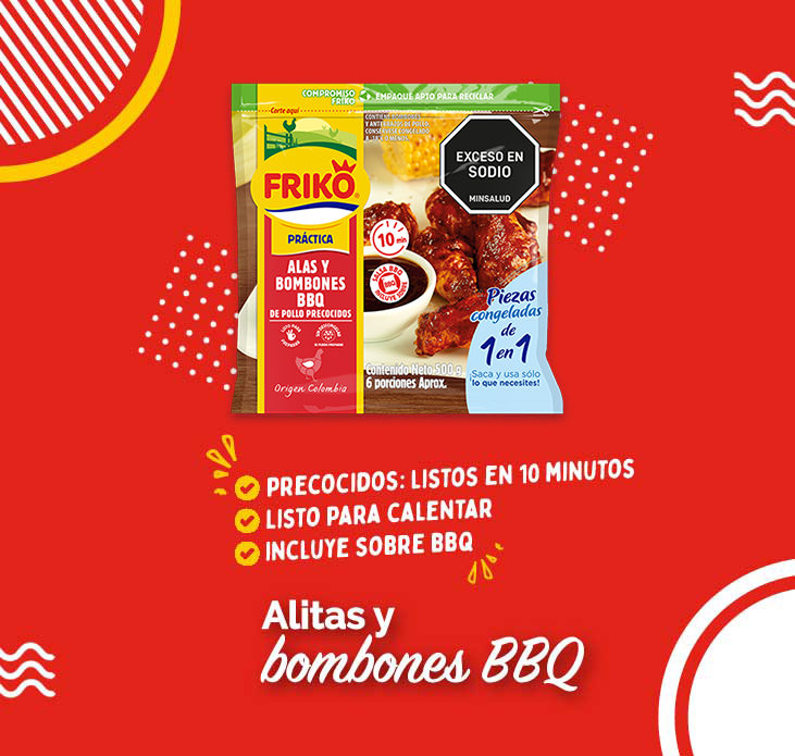 Alitas y Bombones de pollo Precocidos BBQ