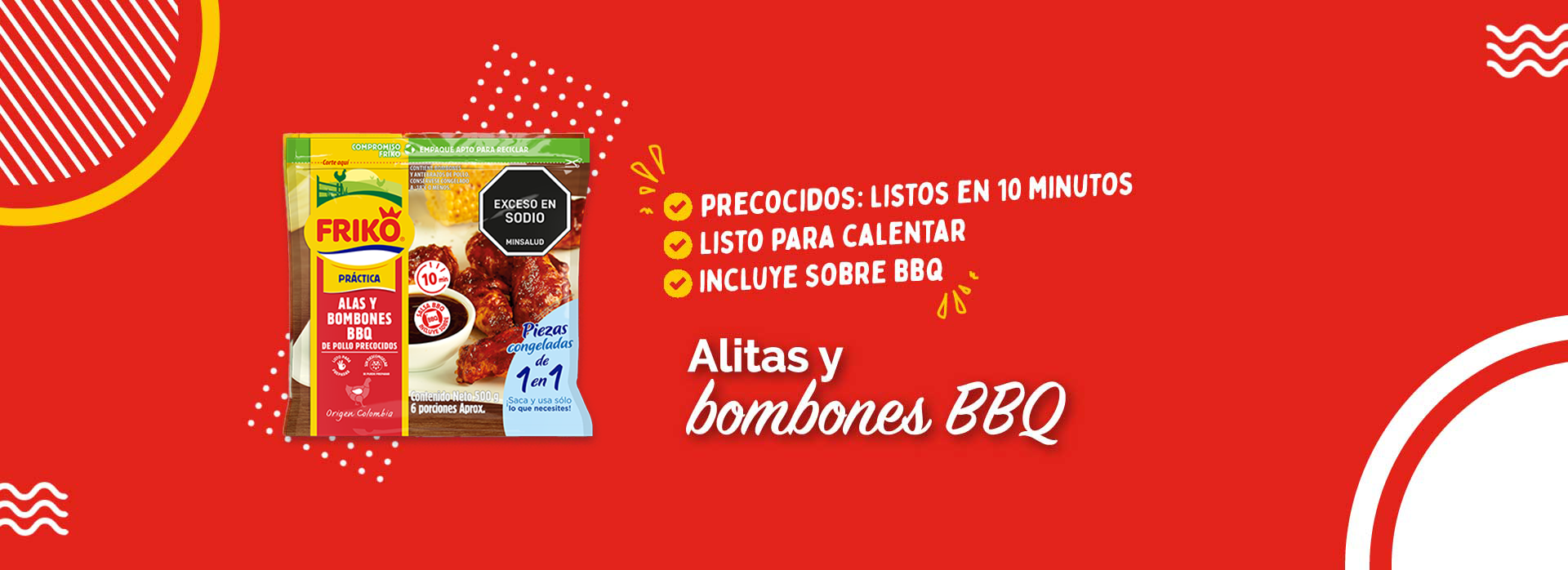 Alitas y Bombones de pollo Precocidos BBQ