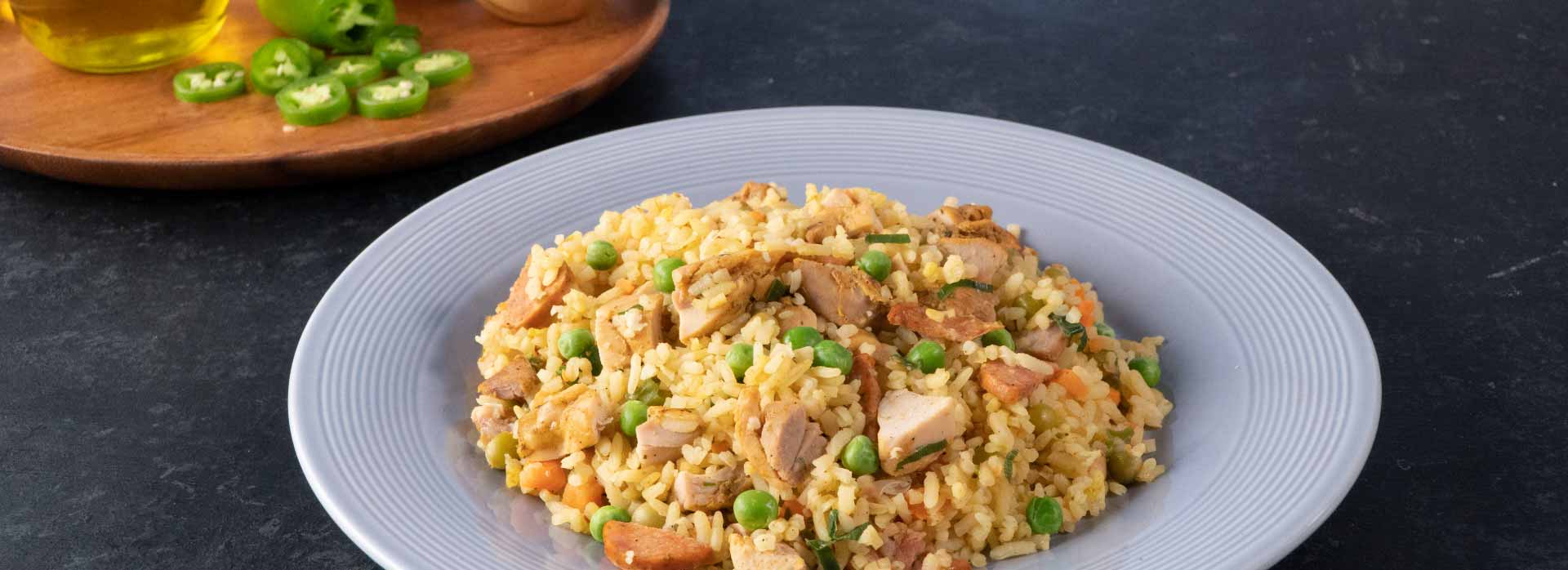 Arroz con pollo asado Friko y toppings | Recetas Friko