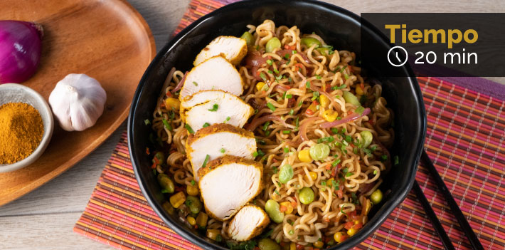 Receta Bowl de ramen, vegetales y pollo